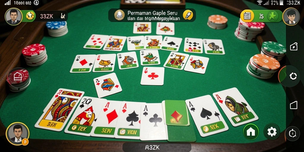 Tampilan gameplay seru dari 33ZK, permainan Gaple yang asyik.