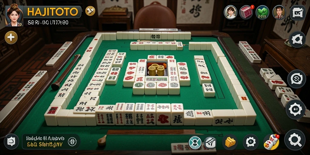 Tampilan gameplay <strong>HAJITOTO</strong> dengan ubin Mahjong yang menarik.
