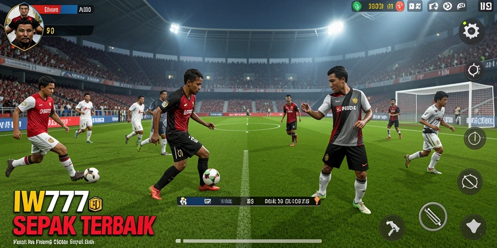Tampilan gameplay IW777 yang seru dalam pertandingan sepak bola.