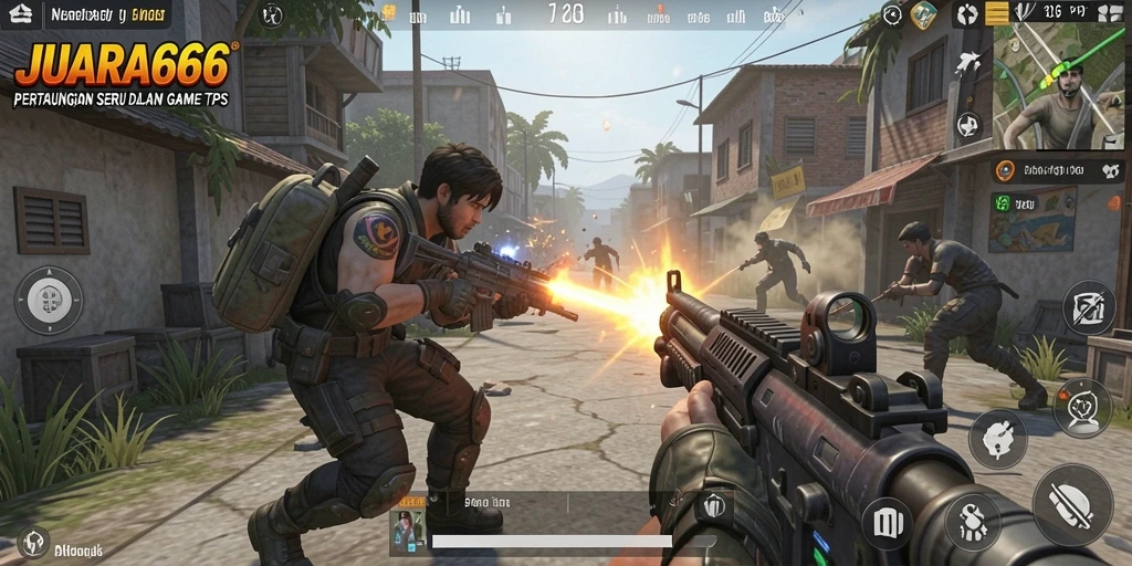 Tampilan seru gameplay JUARA666 dalam mode TPS.